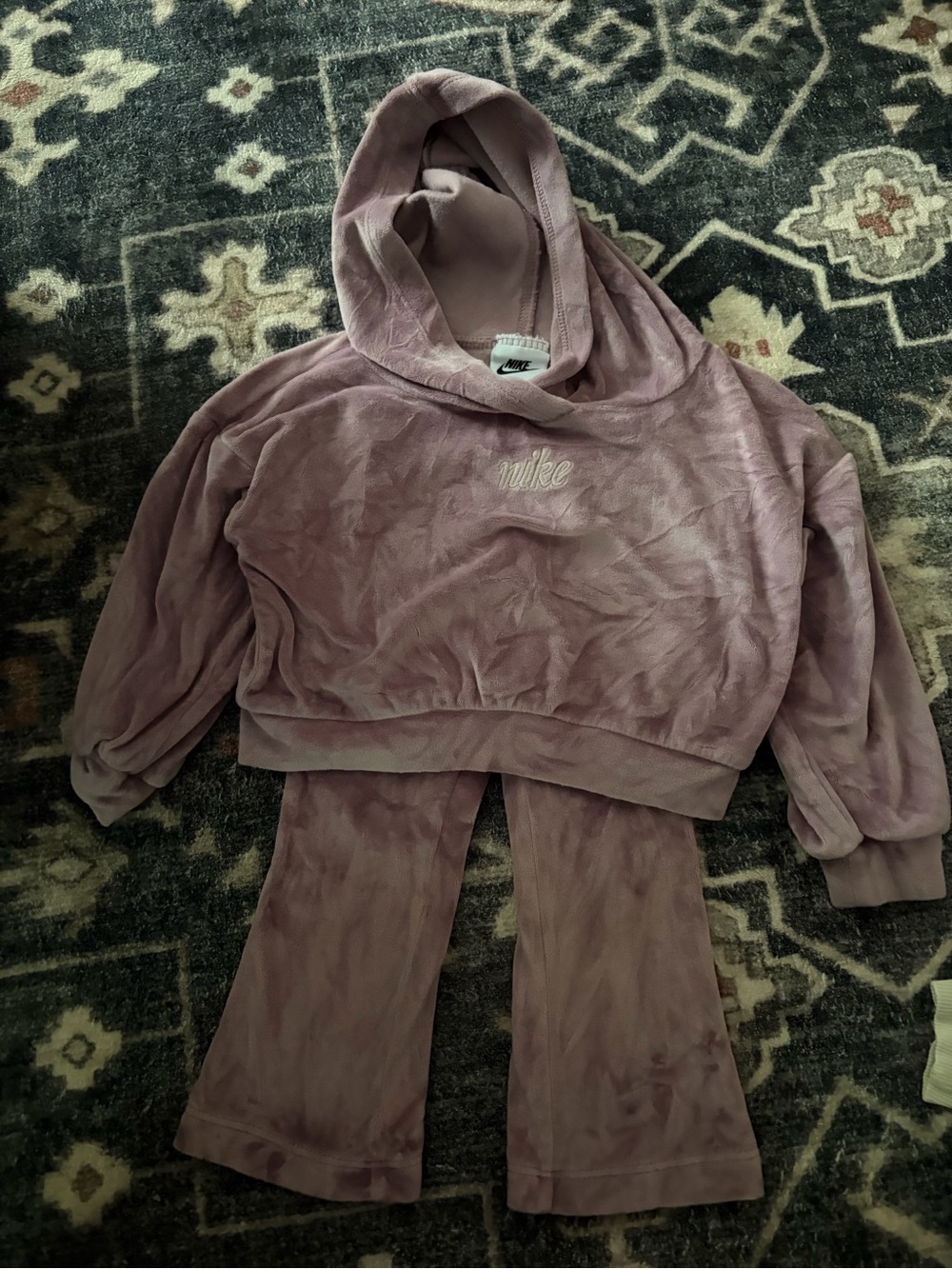 Nike Kids Mauve Tie-Dye Hoodie and Pants Set
